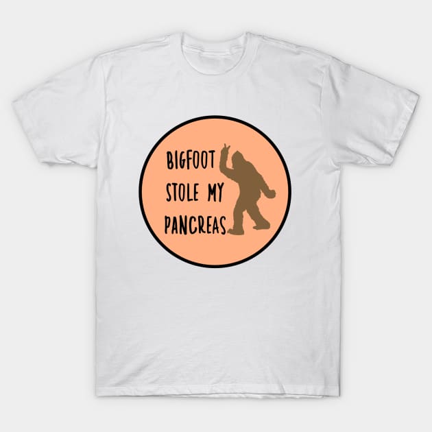 Bigfoot Stole My Pancreas Tangerine T-Shirt by CatGirl101